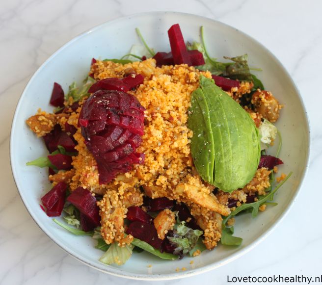 Couscoussalade met kipshoarma