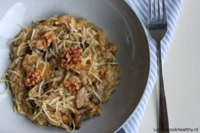 Risotto met champignons en pompoen