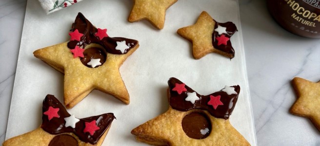 Gevulde sterrenkoekjes met chocopasta
