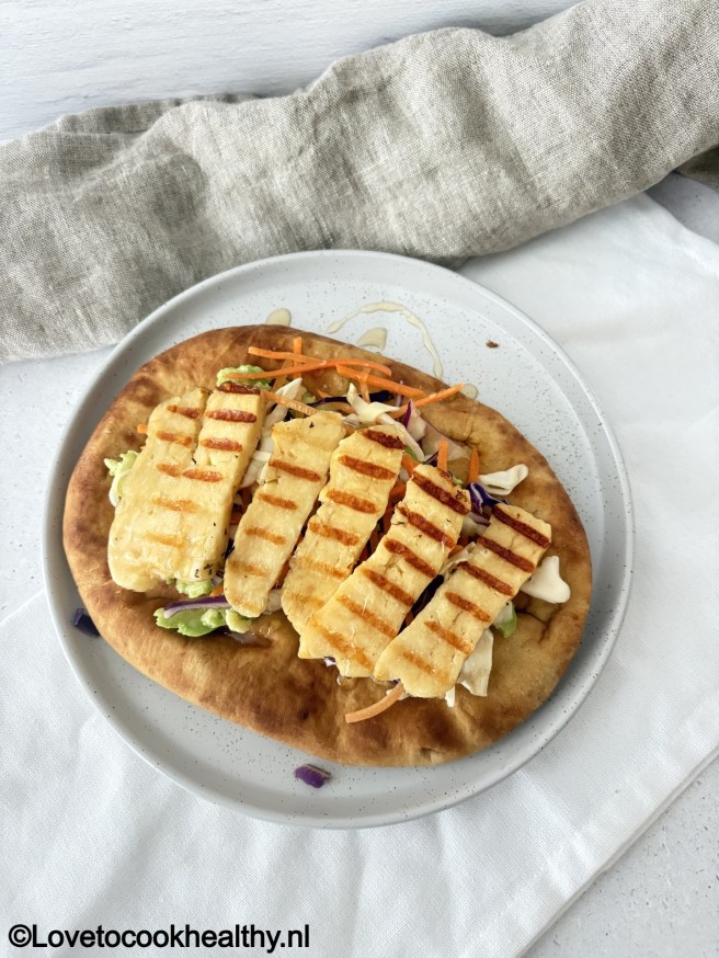 Hot honey halloumi naan .